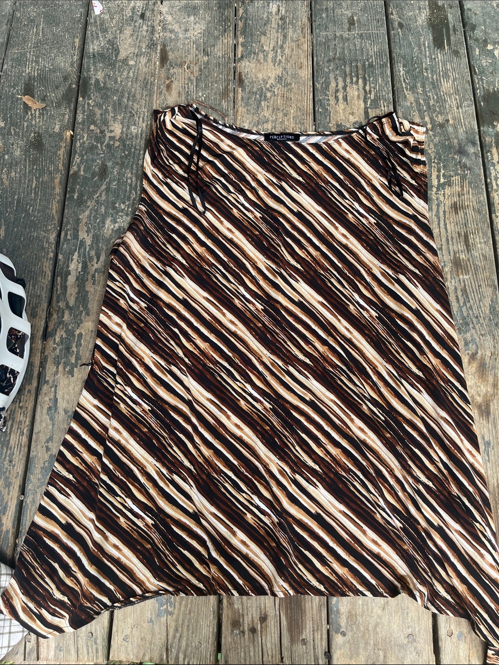 Perceptions Brown and Cream Striped A-Line Skirt